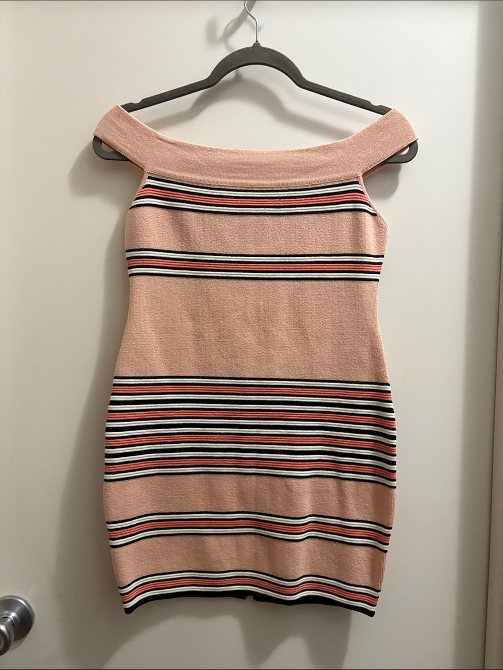 Endless Rose Blush Pink One-Shoulder Striped Knit Dress